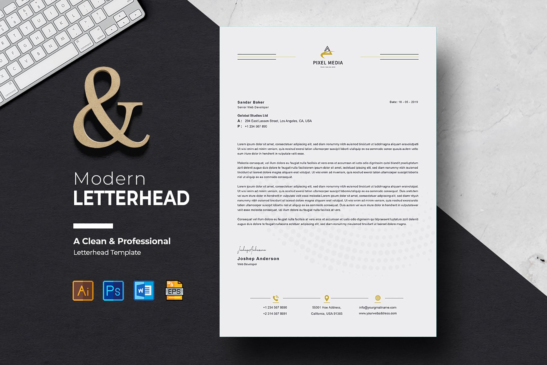 Letterhead Template preview image.