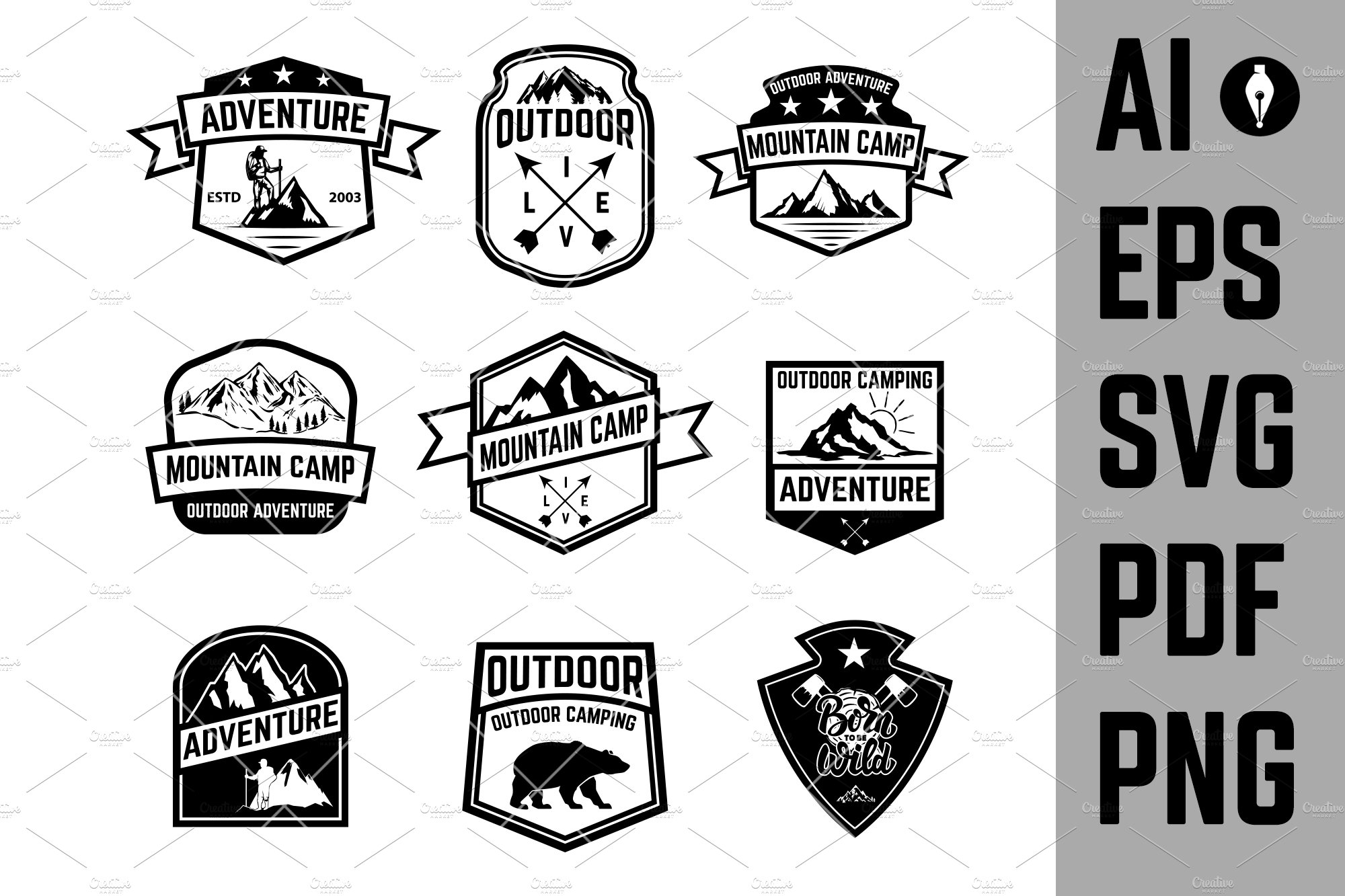 Set of hiking badges cover image.