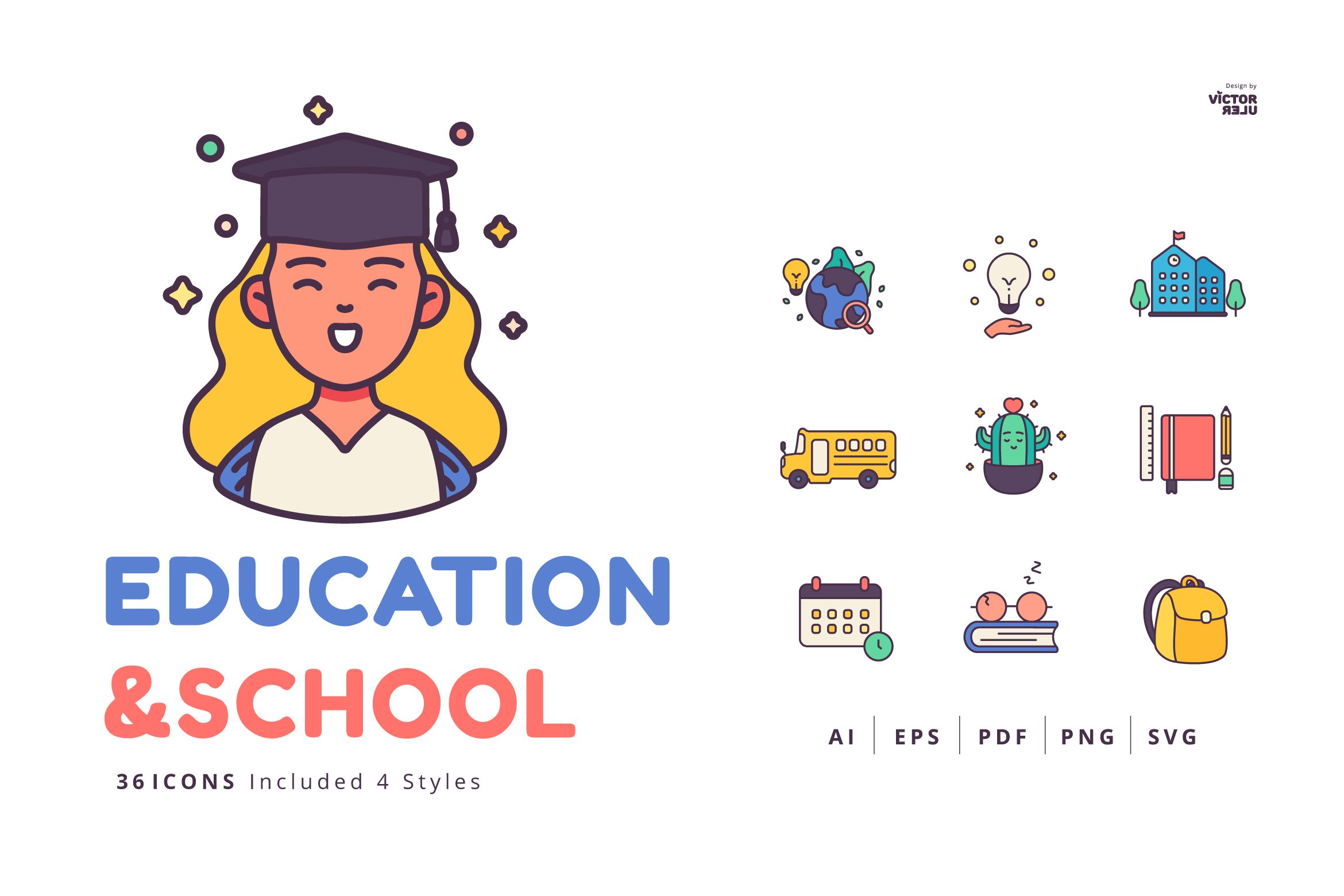 36 Icons Education and School cover image.