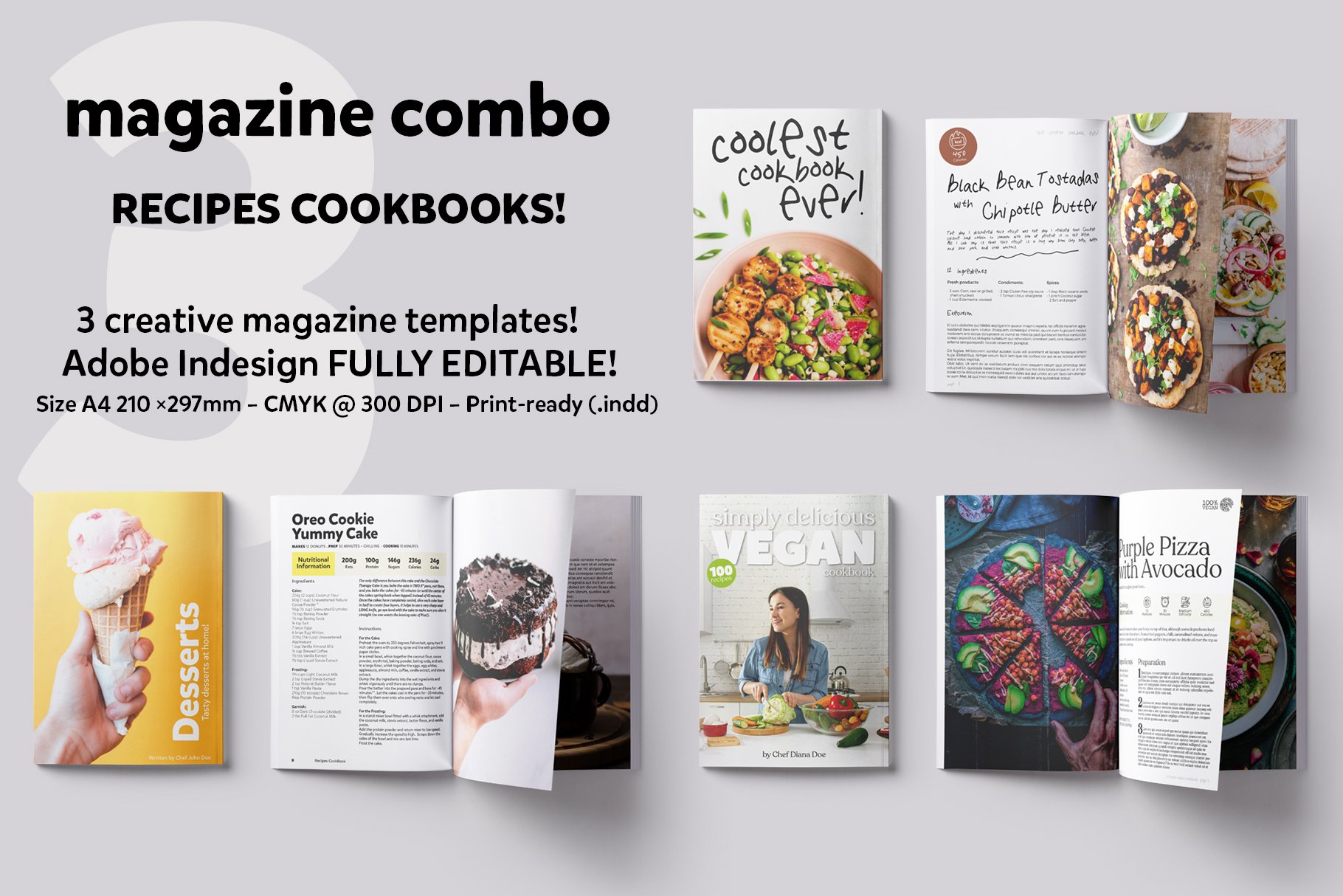 3 Magazines Recipes CookBooks Combo cover image.