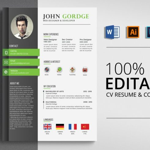 Professional Word CV Template cover image.