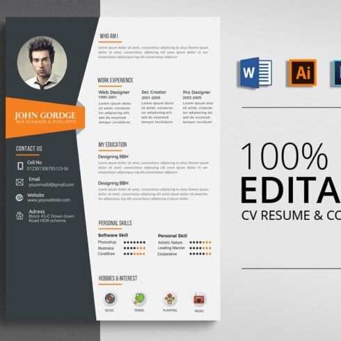 Word CV Resume Template cover image.