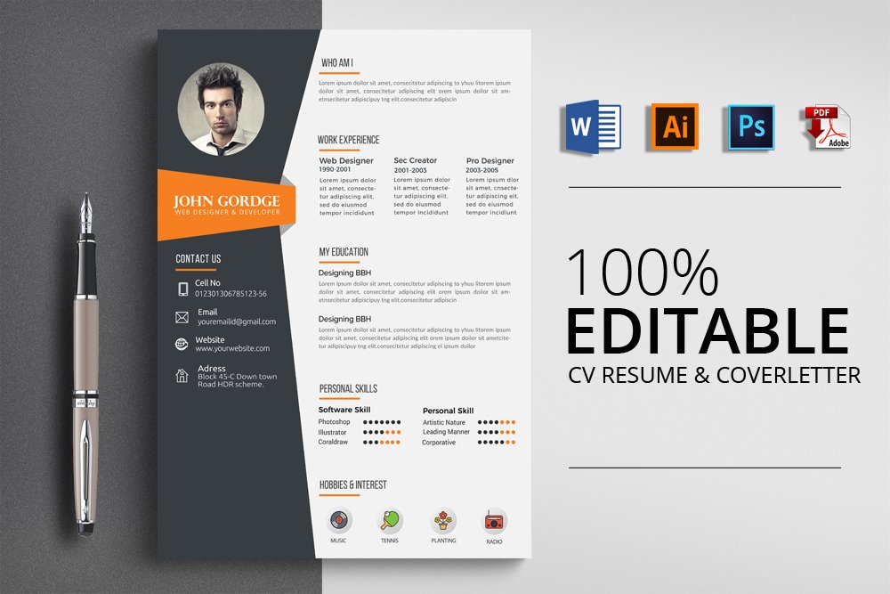 Word CV Resume Template cover image.