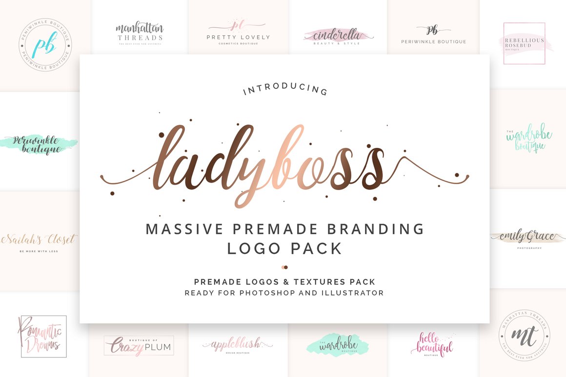 Ladyboss Premade Branding Logos cover image.