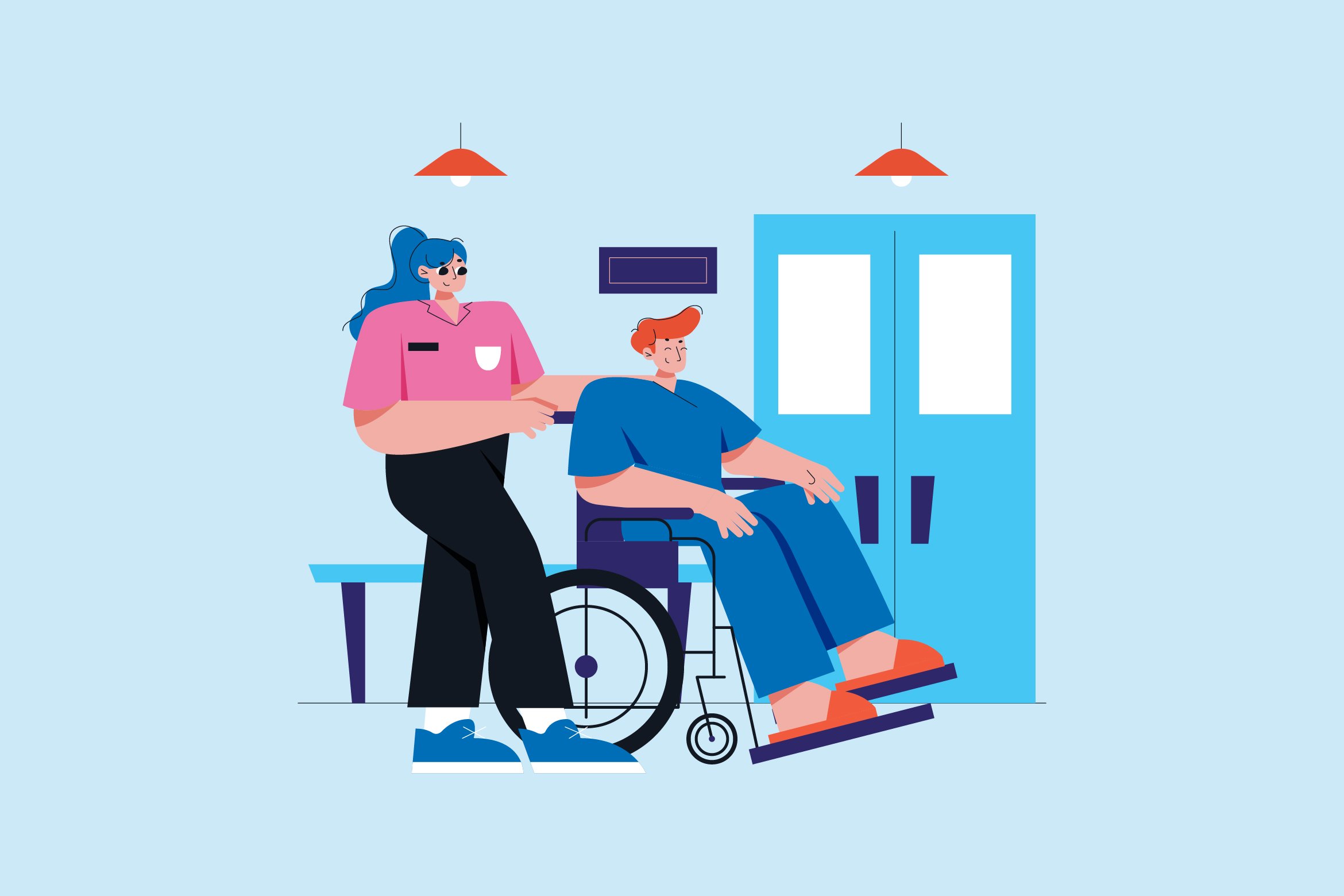 Nurse Pushing Patient's Wheelchair preview image.
