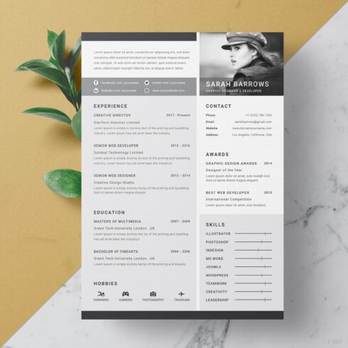 Modern Resume Template / CV cover image.