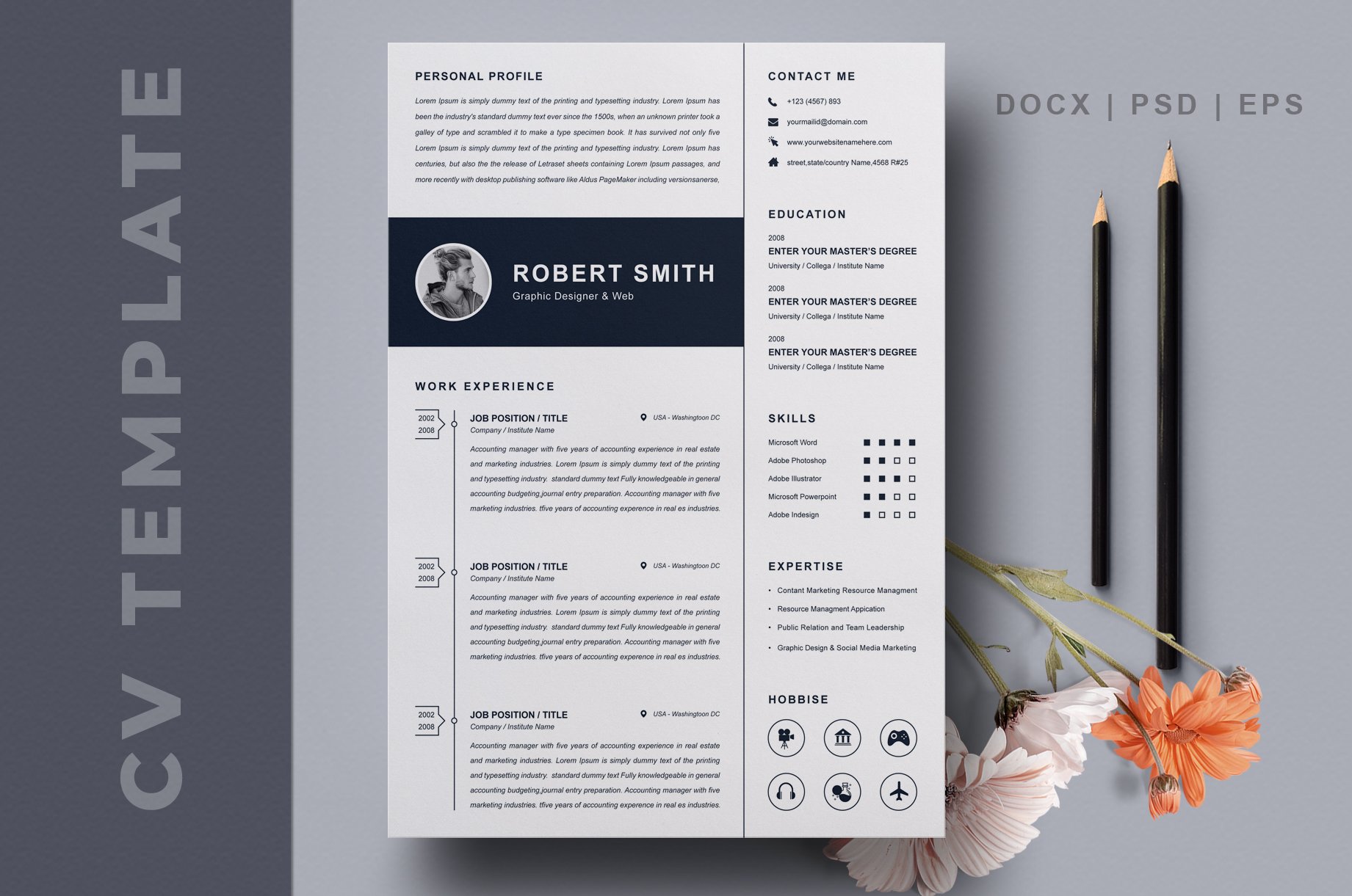 Lester | CV / resume template cover image.