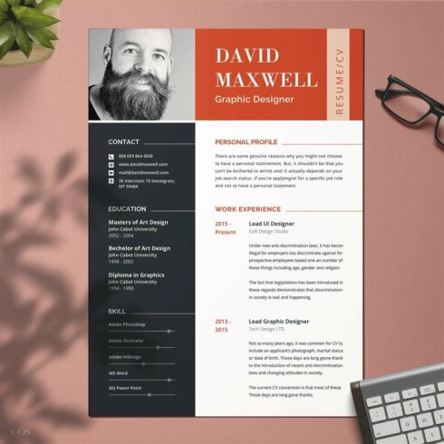 2 Pages Resume/CV Word cover image.