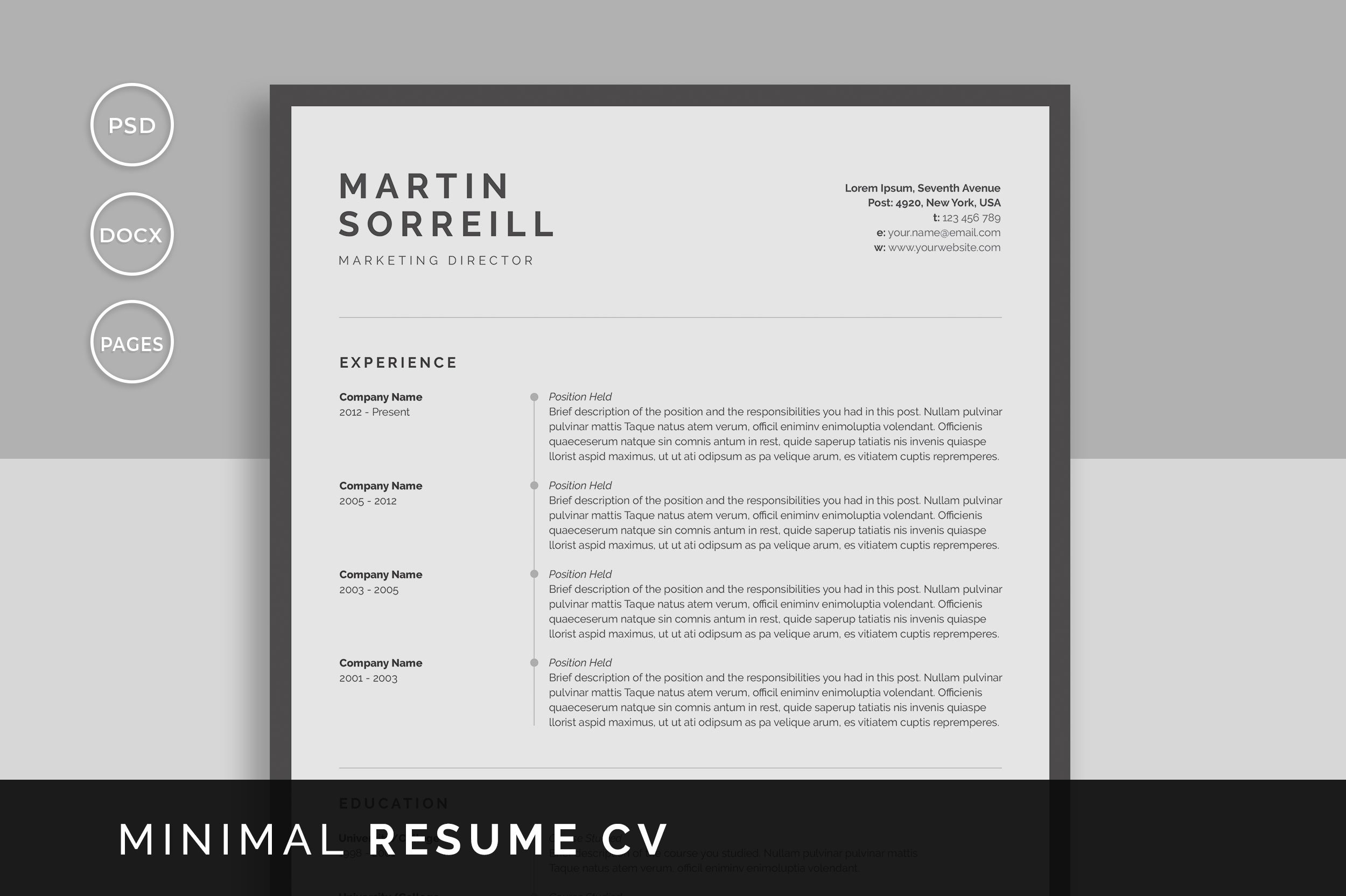 Resume Template / CV cover image.