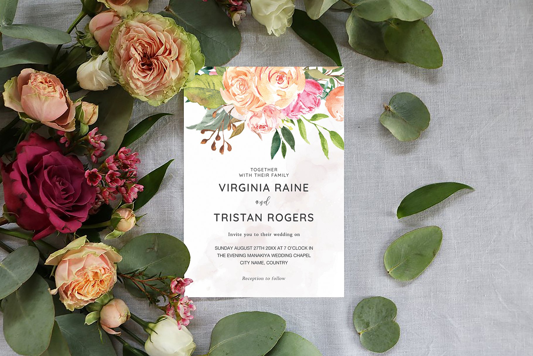 Watercolor Floral Wedding Invite cover image.