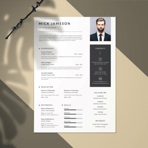 Resume Template / CV cover image.