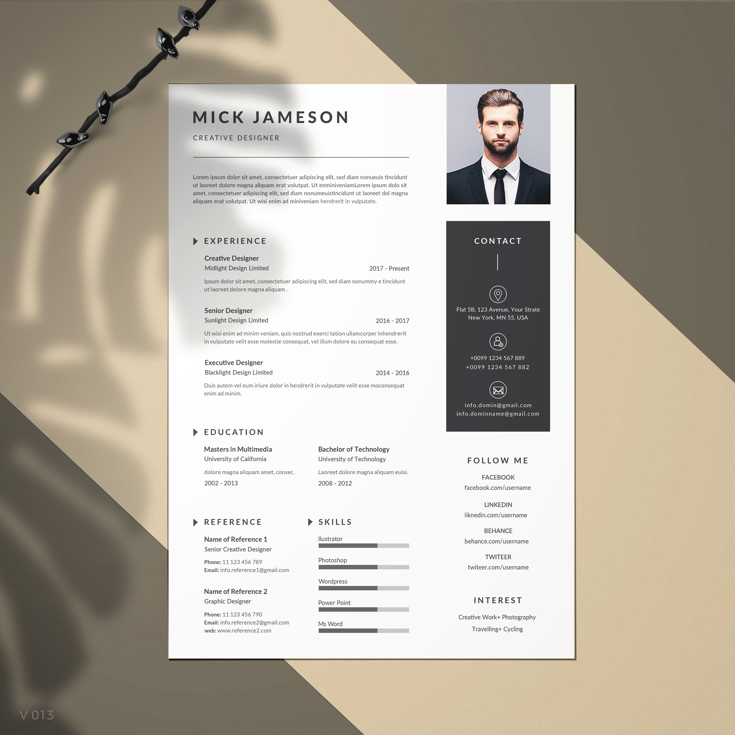 Resume Template / CV cover image.