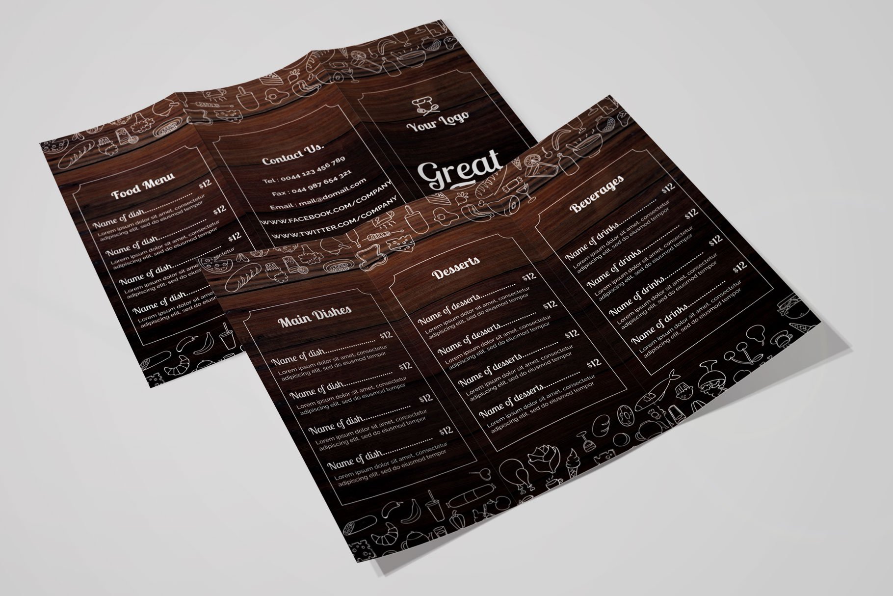 Food Menu Tri Fold preview image.