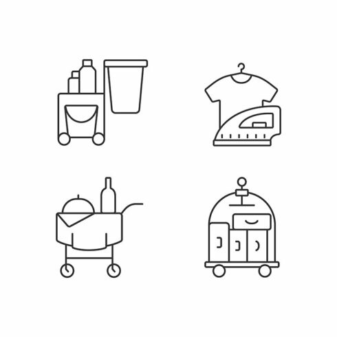 Hotel services linear icons set cover image.