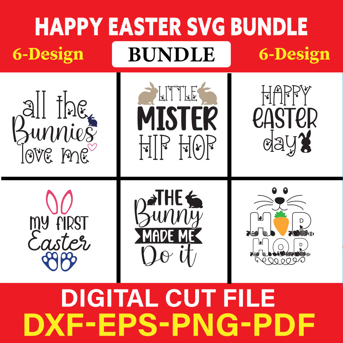 Happy Easter T-shirt Design Bundle Vol-1 cover image.