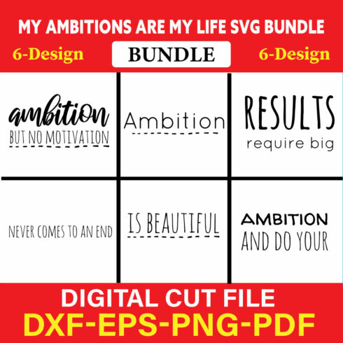 My Ambitions are My Life T-shirt Design Bundle Vol-2 cover image.