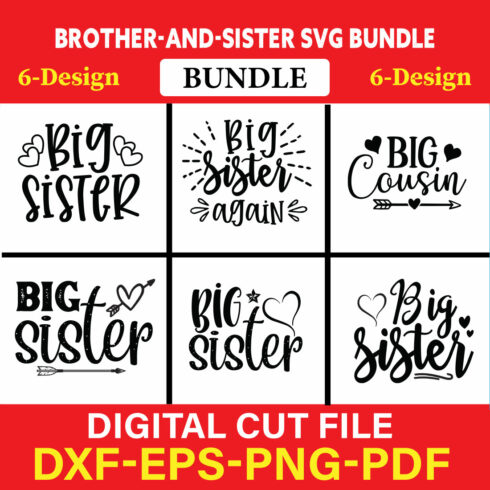 Brother-and-Sister T-shirt Design Bundle Vol-2 cover image.
