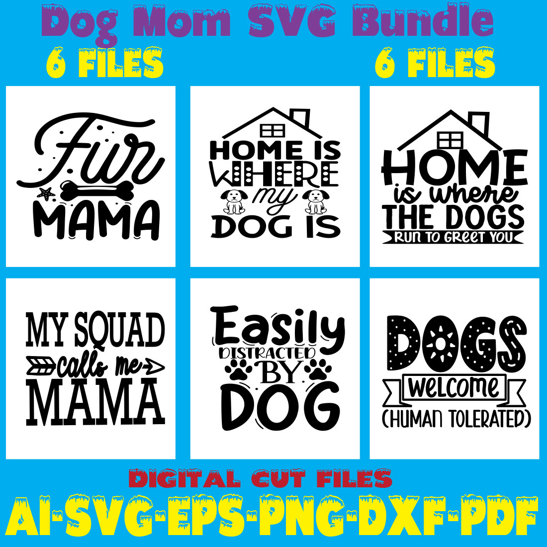 Dog Mom SVG Bundle cover image.