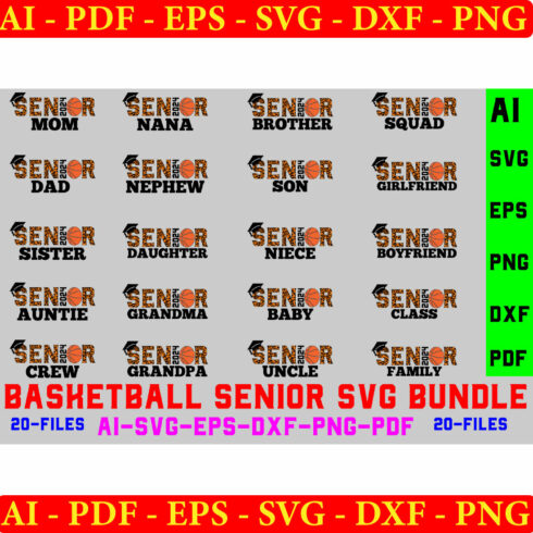 Basketball Senior 2024 SVG Bundle cover image.