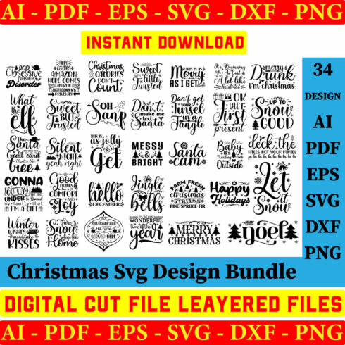 34 Christmas SVG Bundle, Funny Christmas SVG, Adult Christmas SVG, Farmhouse Sign, Ornament cover image.