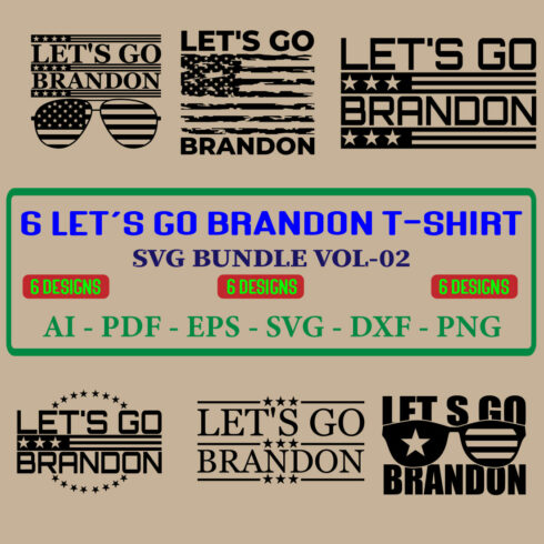 6 Let's Go Brandon T-shirt SVG Bundle Vol-02 cover image.