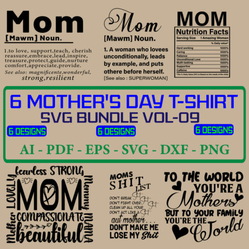 6 Mother's Day SVG Bundle Vol 09 cover image.