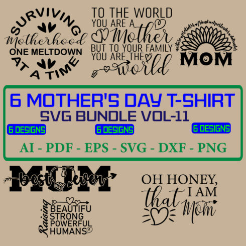 6 Mother's Day SVG Bundle Vol 11 cover image.