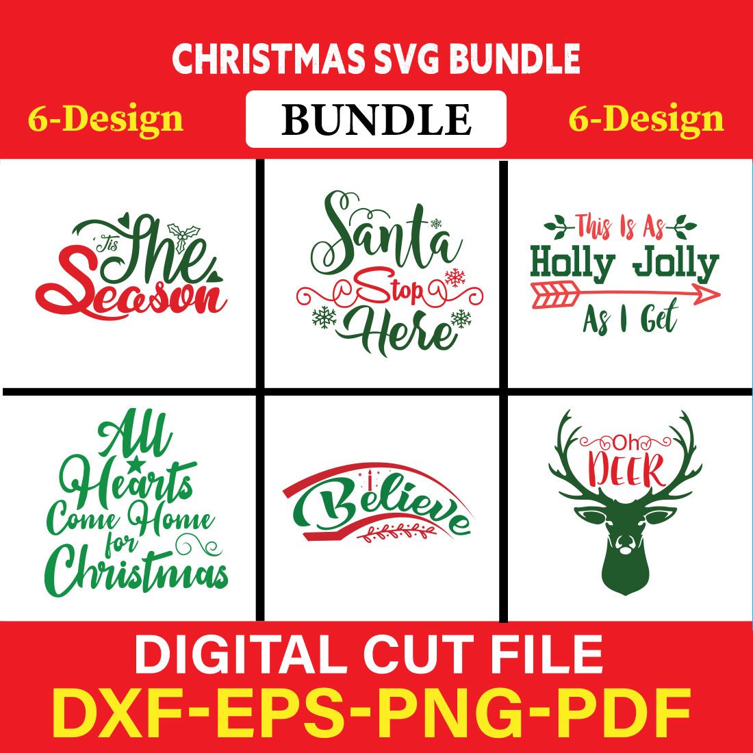 Christmas T-shirt Design Bundle Vol-6 cover image.