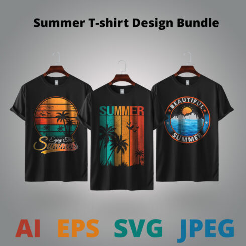 5 Summer T-shirt Design Bundle cover image.