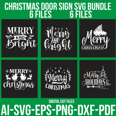 Christmas Door Sign SVG Bundle cover image.