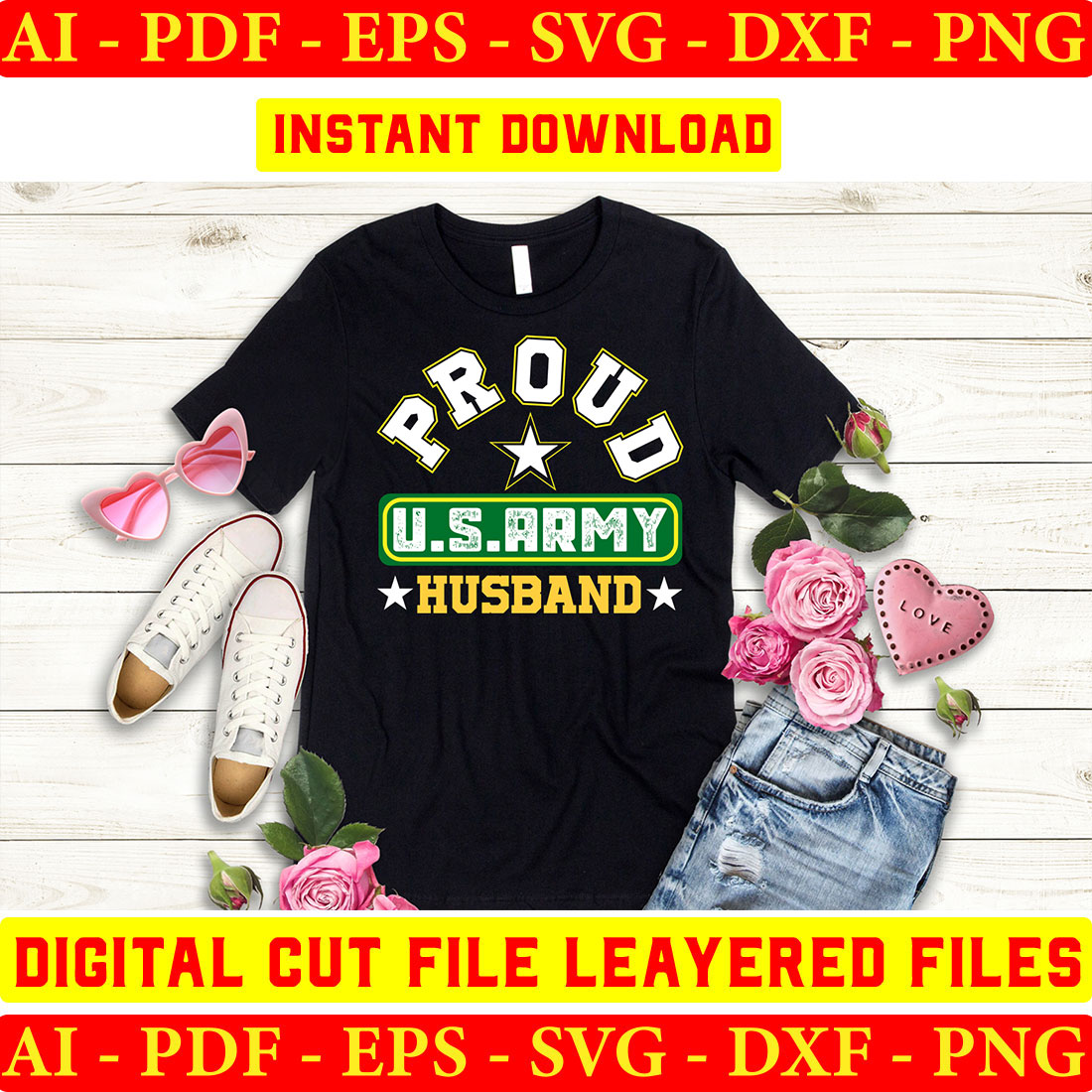 T - shirt that says proud us army husband.