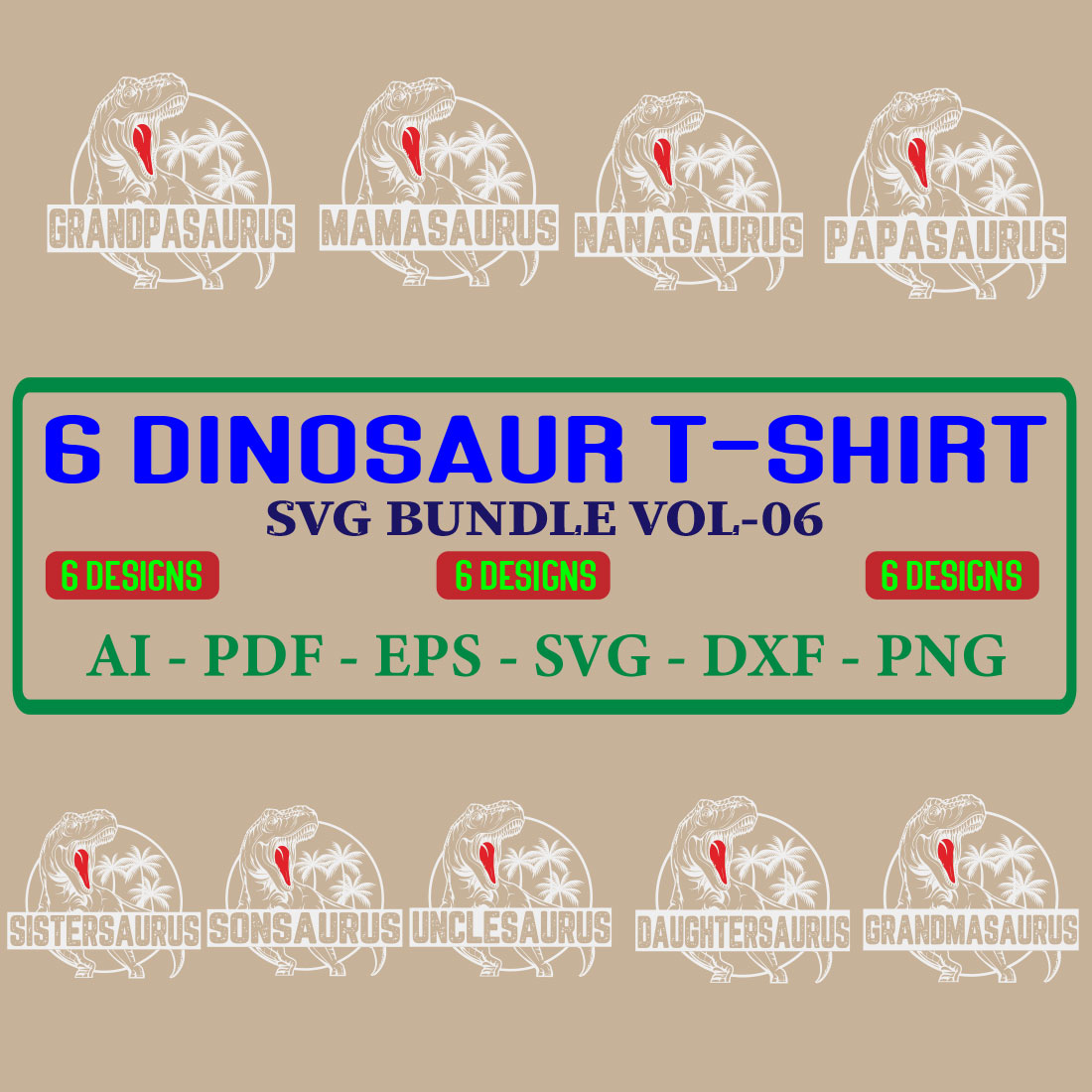 10 Dinosaur T-shirt SVG Bundle Vol-06 cover image.
