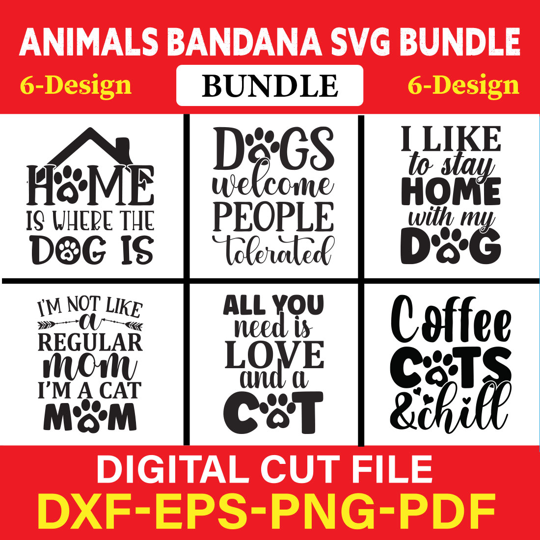 Animals Bandana T-shirt Design Bundle Vol-1 cover image.