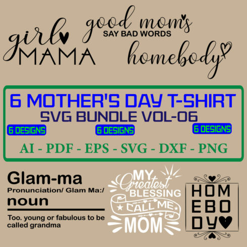 6 Mother's Day SVG Bundle Vol 06 cover image.