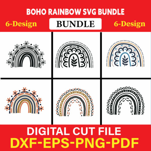 Boho Rainbow T-shirt Design Bundle Vol-3 cover image.