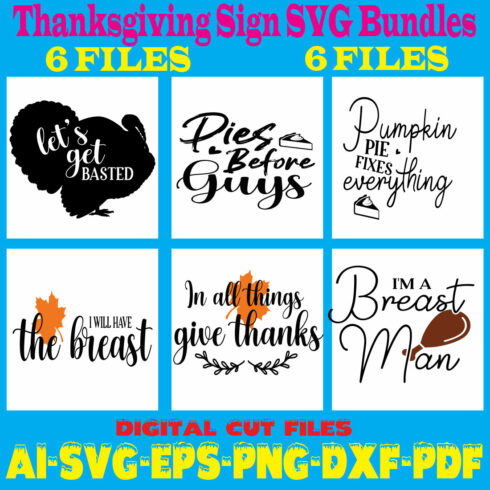 Thanksgiving Sign SVG Bundles cover image.