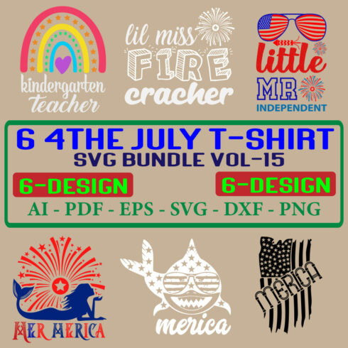 6 4th july T-shirt SVG Bundle Vol-15 cover image.