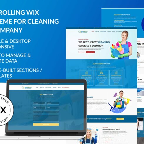 Wix Theme for Cleaning Services cover image.
