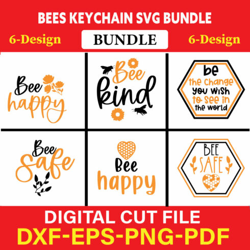 Bees Keychain T-shirt Design Bundle Vol-1 cover image.