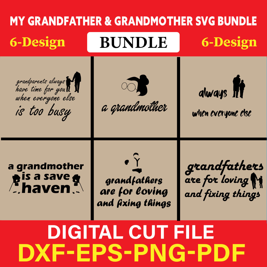 My Grandfather & Grandmother T-shirt Design Bundle Vol-5 cover image.