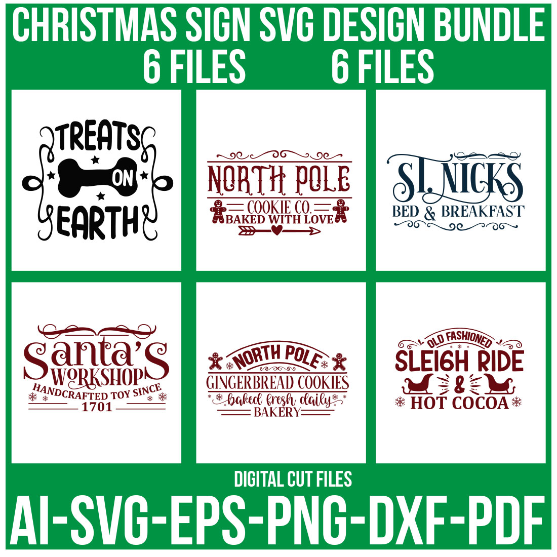 Christmas Sign SVG Bundle cover image.