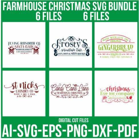 Farmhouse Christmas SVG Bundle cover image.