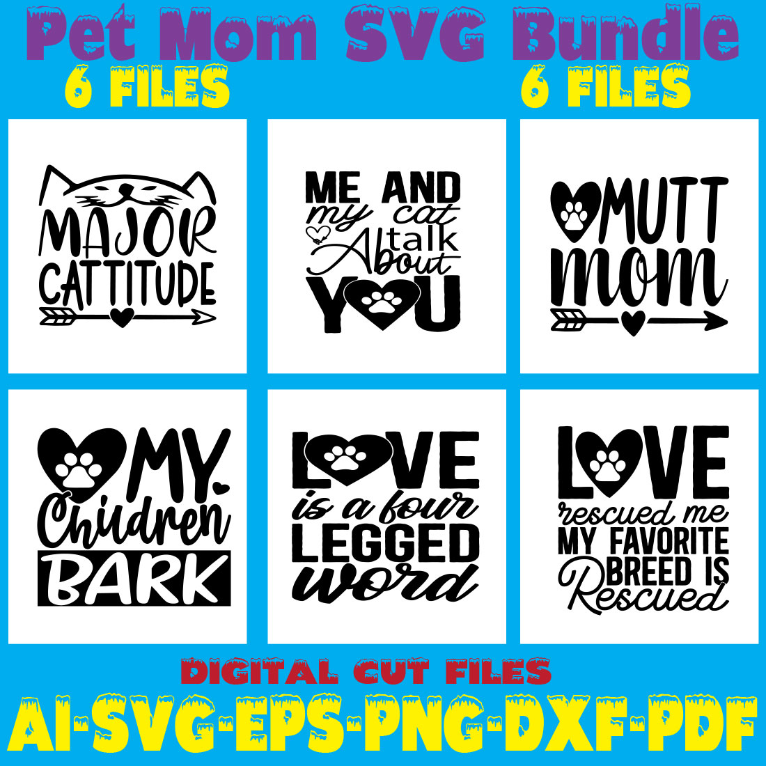 Pet Mom SVG Bundle cover image.