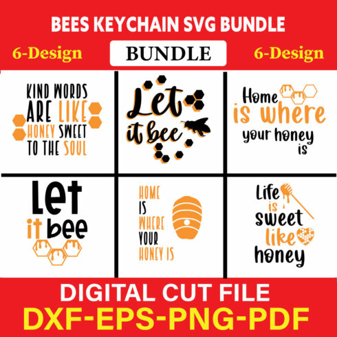 Bees Keychain T-shirt Design Bundle Vol-2 cover image.