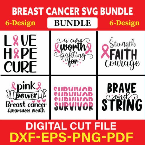 Breast Cancer SVG Bundle, Cancer SVG, Cancer Awareness, Vol-01 cover image.