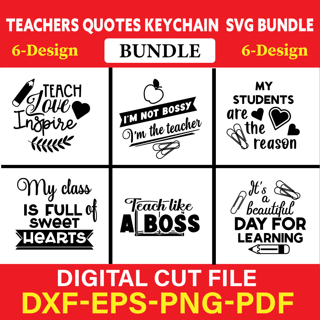 Teachers Quotes Keychain T-shirt Design Bundle Vol-2 cover image.