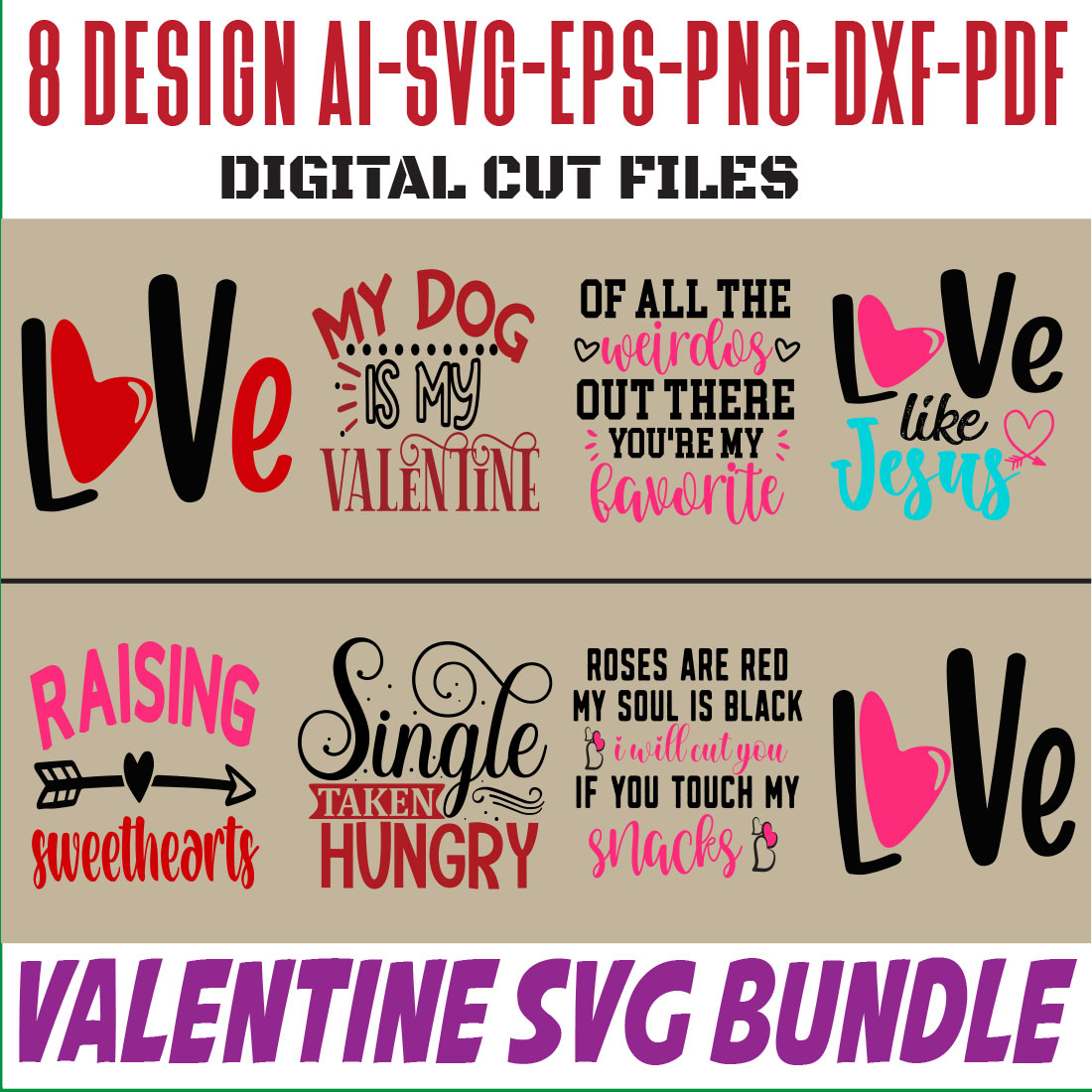 Valentine SVG Bundle cover image.