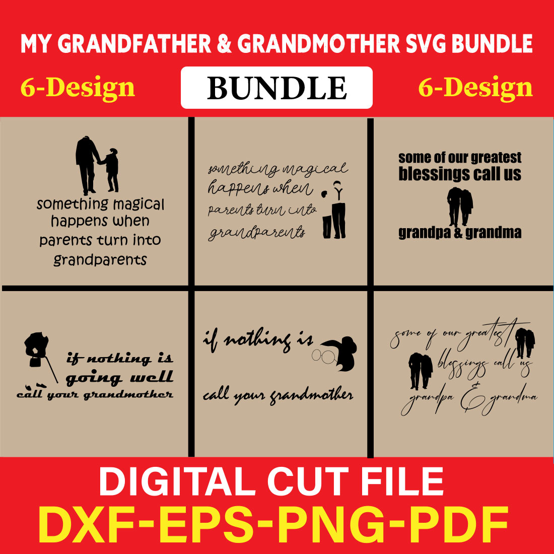 My Grandfather & Grandmother T-shirt Design Bundle Vol-1 cover image.