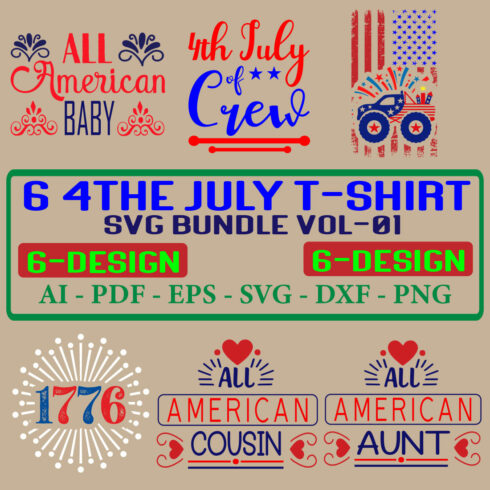 6 4the july T-shirt SVG Bundle Vol-01 cover image.