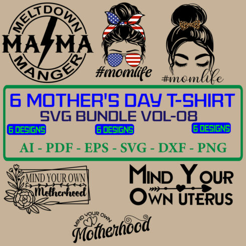 6 Mother's Day SVG Bundle Vol 08 cover image.